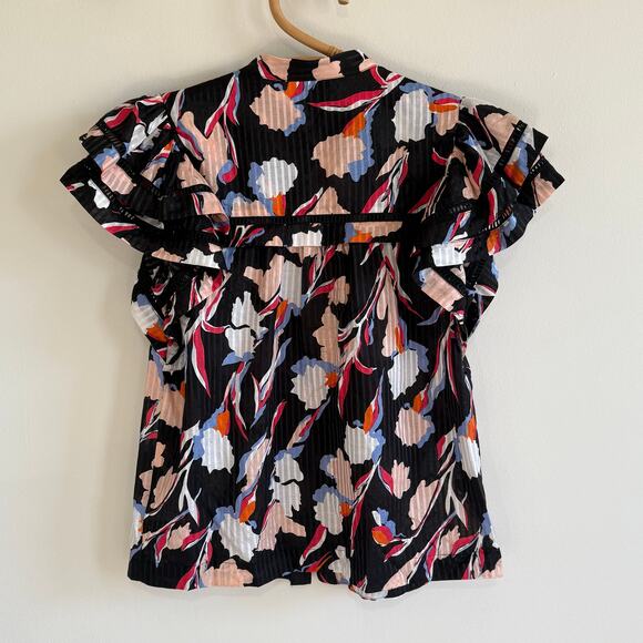 Joie Huxlee Silk Blend Top in Caviar - Revolve -  XS - Picture 3 of 6